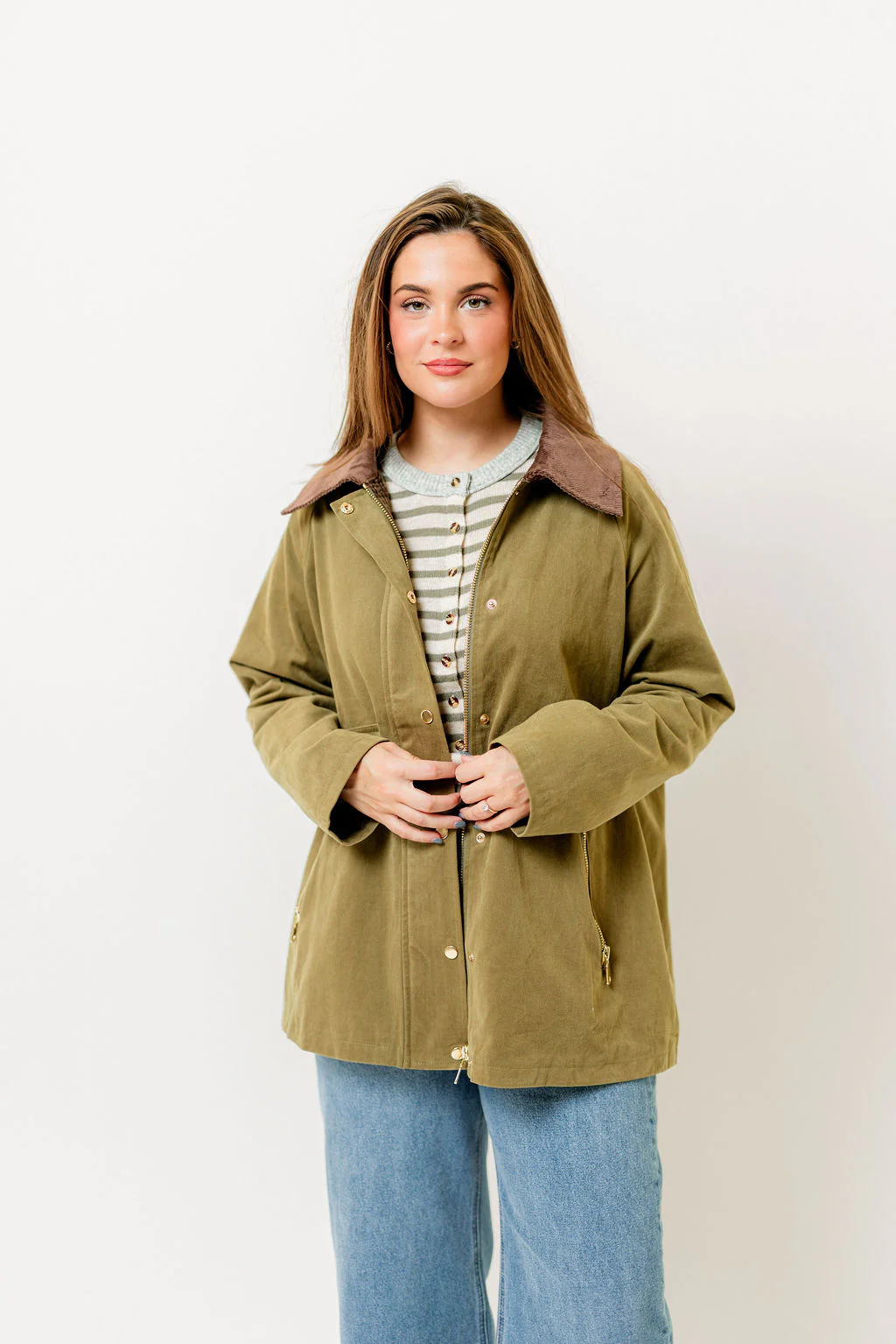 Tania Cotton Barn Jacket in Olive *Final Sale*