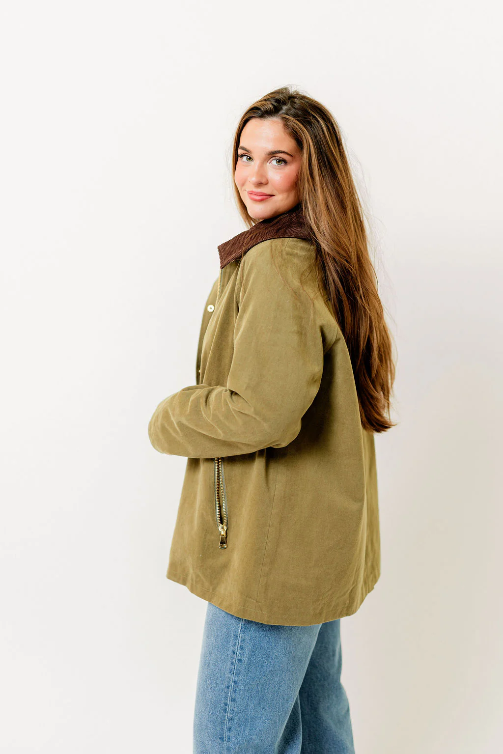 Tania Cotton Barn Jacket in Olive *Final Sale* - Image 2