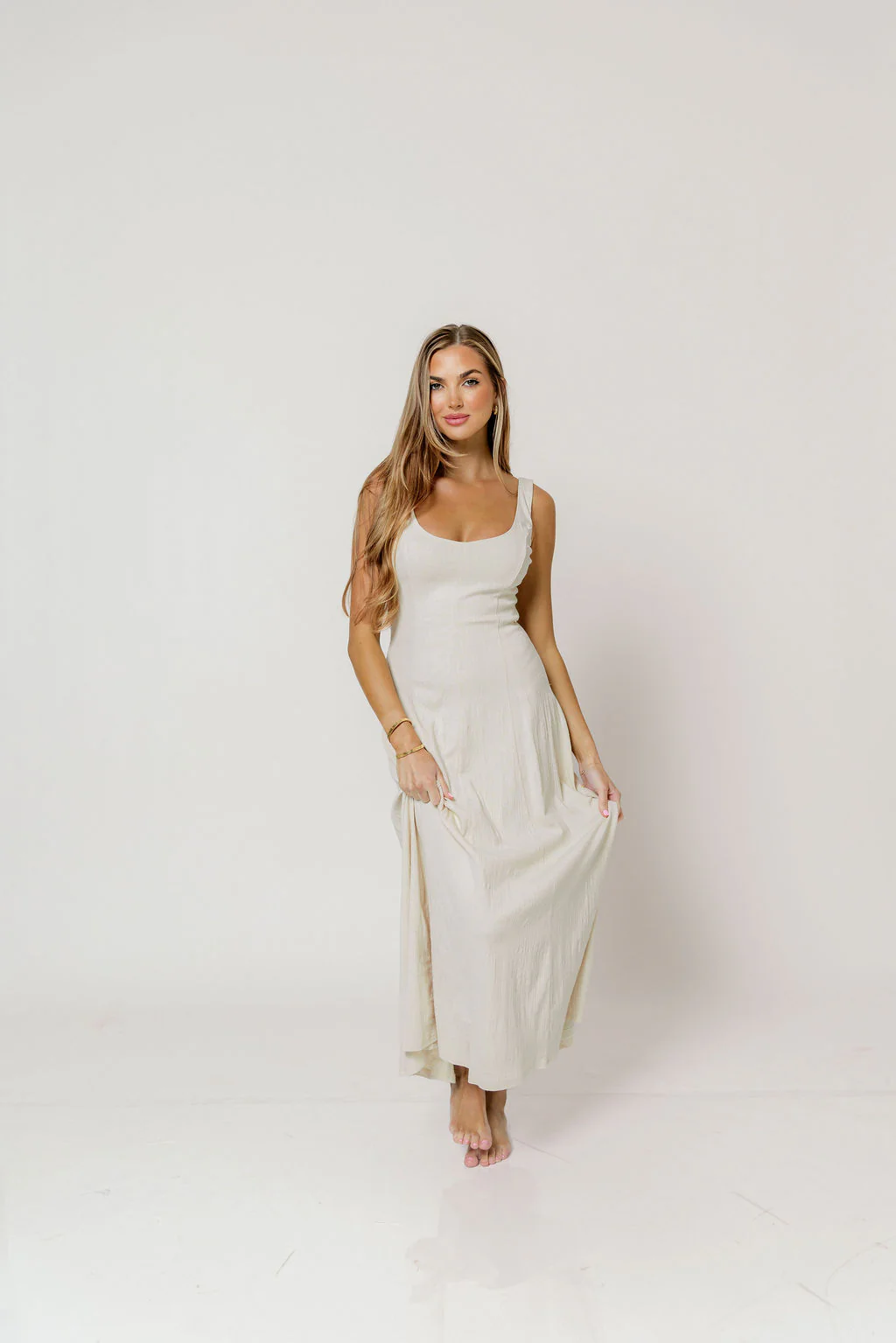 Jocelyn Midi Dress in Natural - Image 3