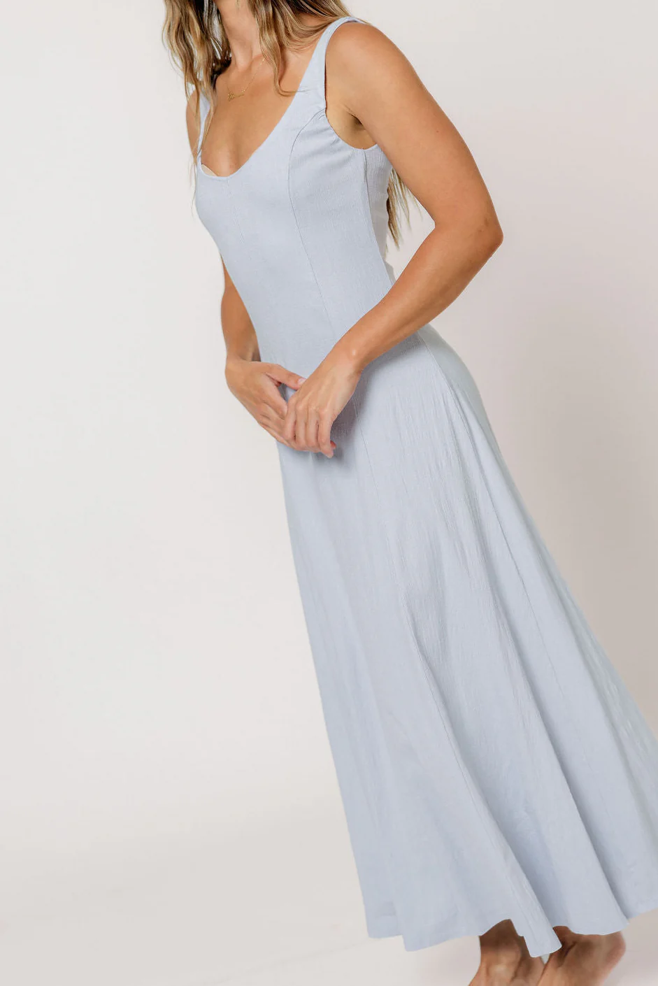 Jocelyn Midi Dress in Milky Blue - Image 3