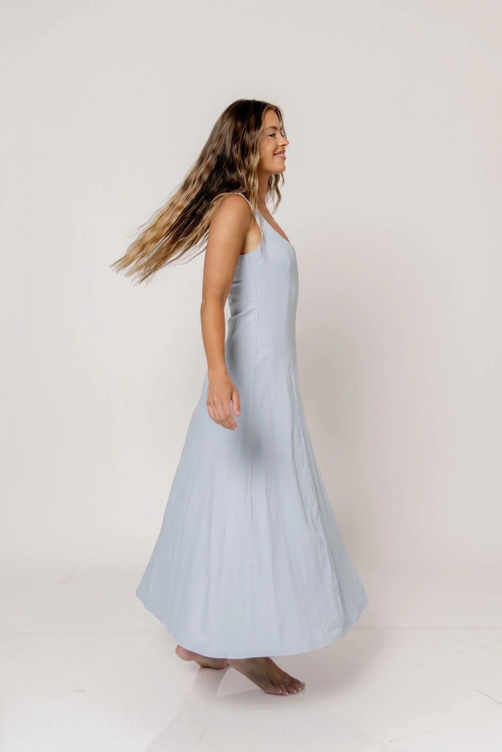 Jocelyn Midi Dress in Milky Blue - Image 4