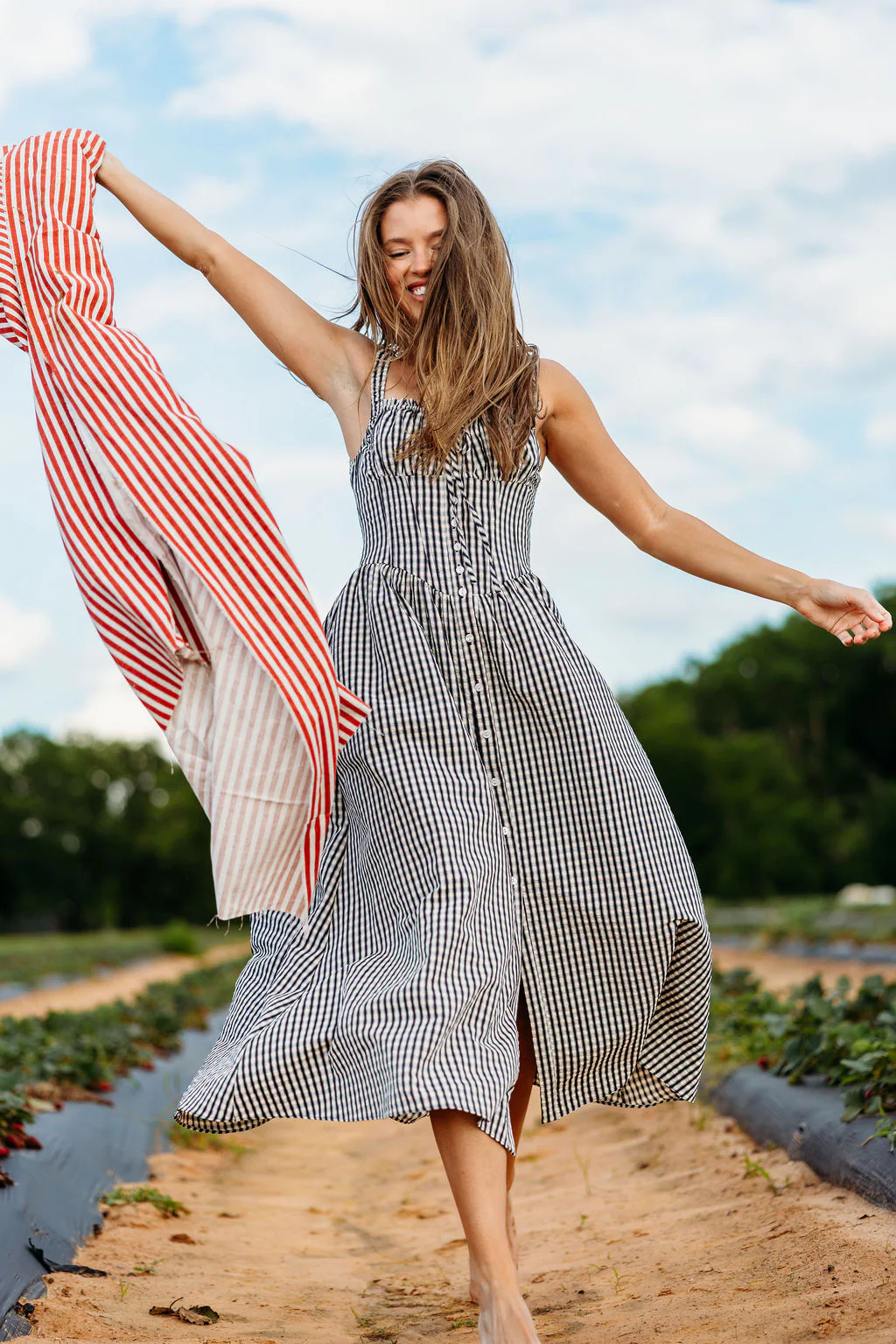 ASTR Temperance Maxi Dress in Black Gingham - Image 2