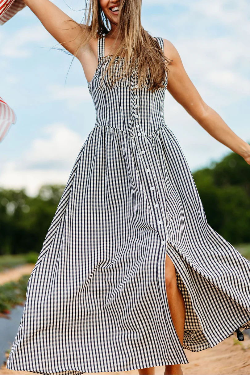 ASTR Temperance Maxi Dress in Black Gingham - Image 4