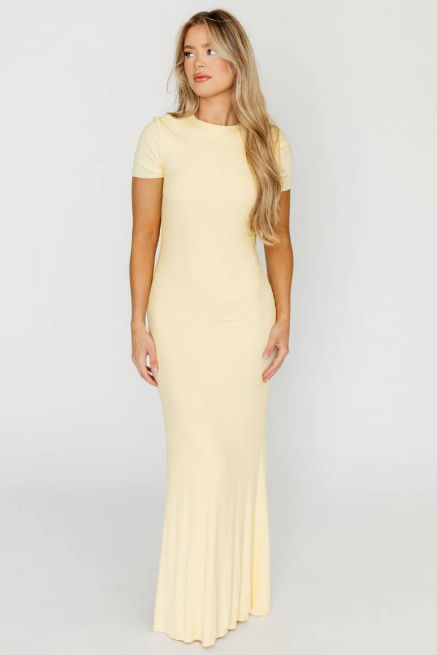The Charlie Ribbed Maxi Dress in Butter Yellow - Bump Friendly *5/31 PRE-ORDER* - Image 3
