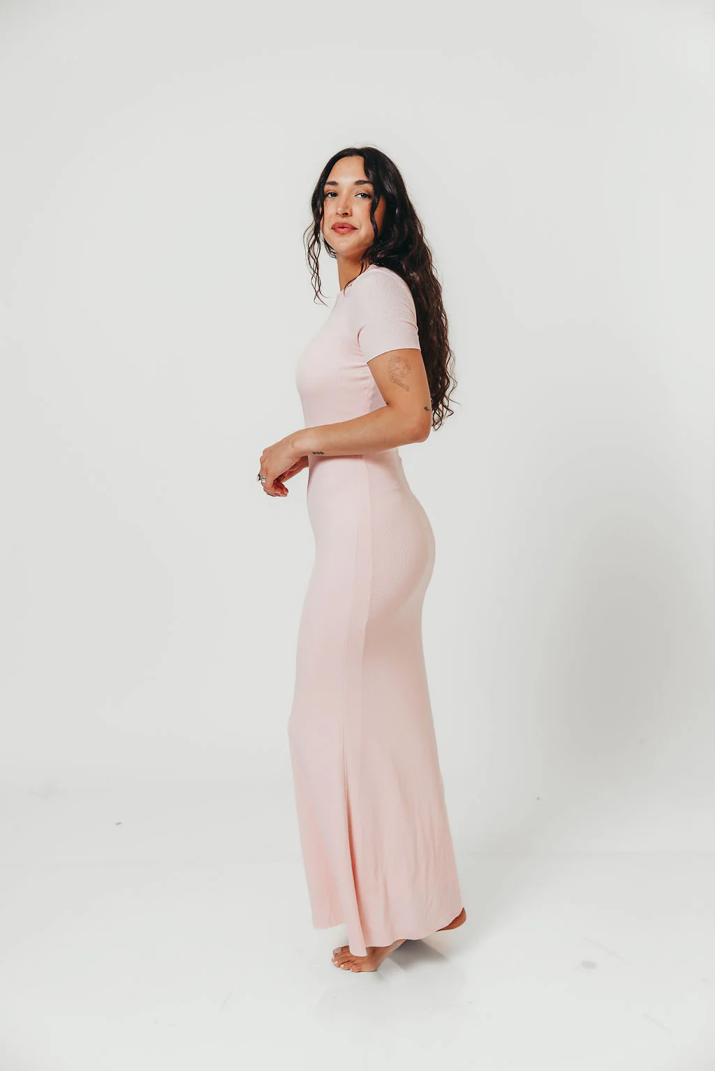 The Charlie Ribbed Maxi Dress in Baby Pink - Bump Friendly *5/31 PRE-ORDER* - Image 3