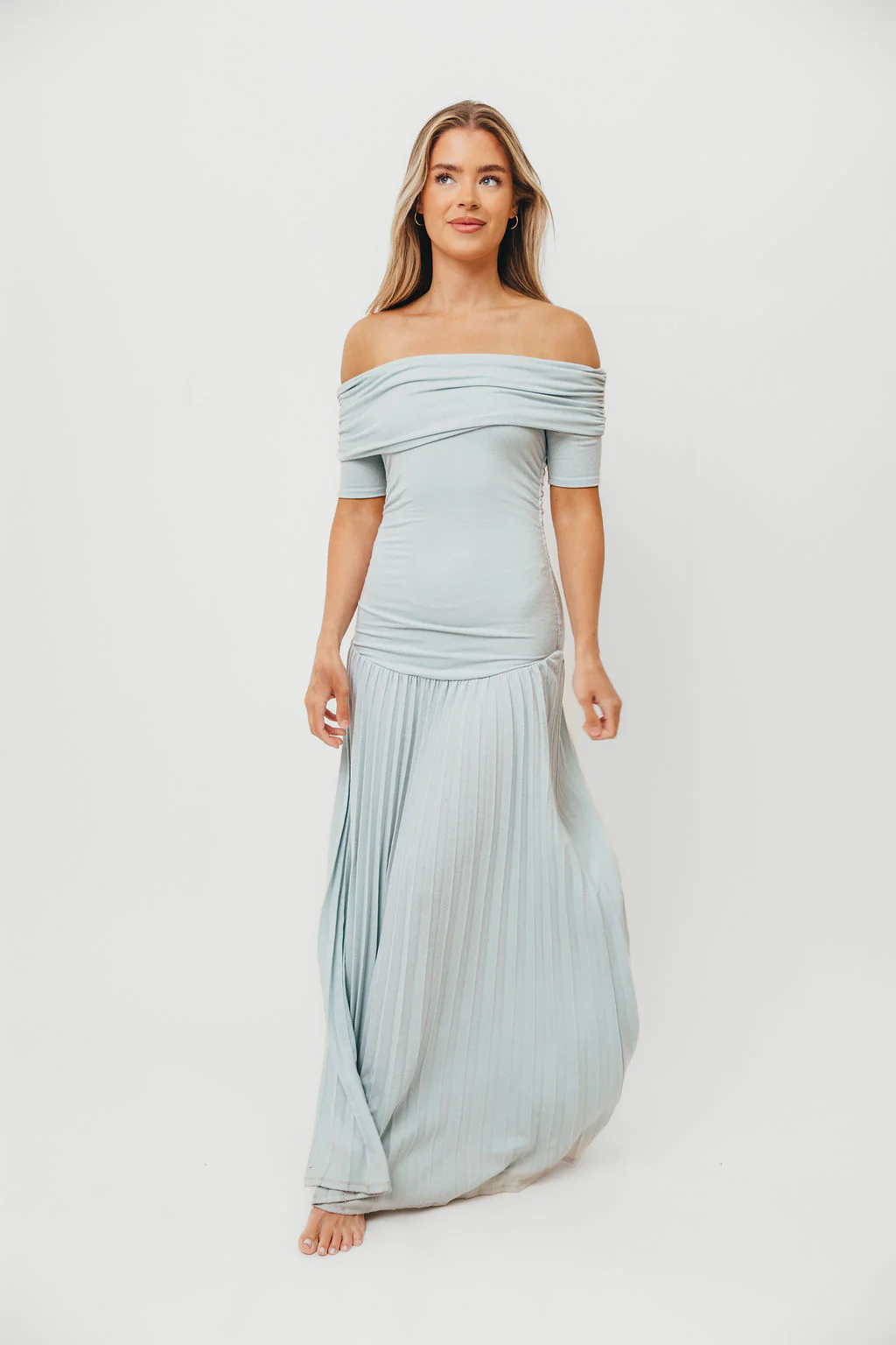The Lennox Maxi Dress in Dusty Blue - Bump Friendly - Image 3