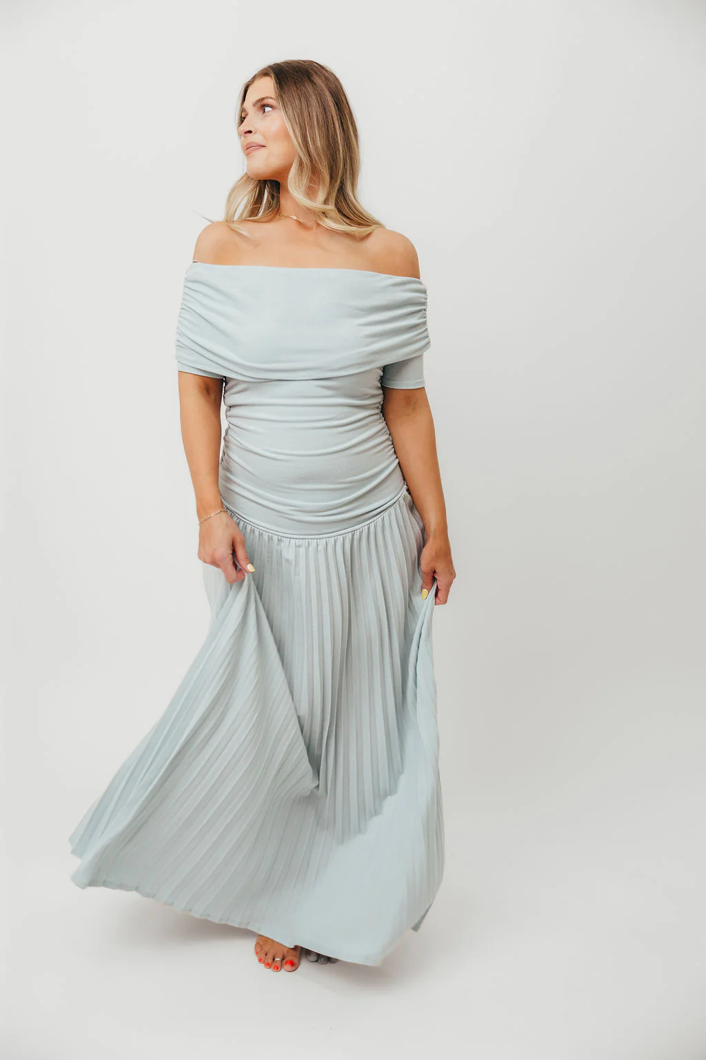 The Lennox Maxi Dress in Dusty Blue - Bump Friendly - Image 6