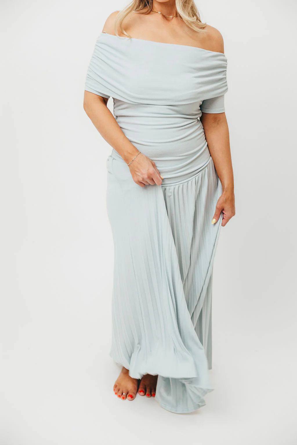The Lennox Maxi Dress in Dusty Blue - Bump Friendly - Image 9