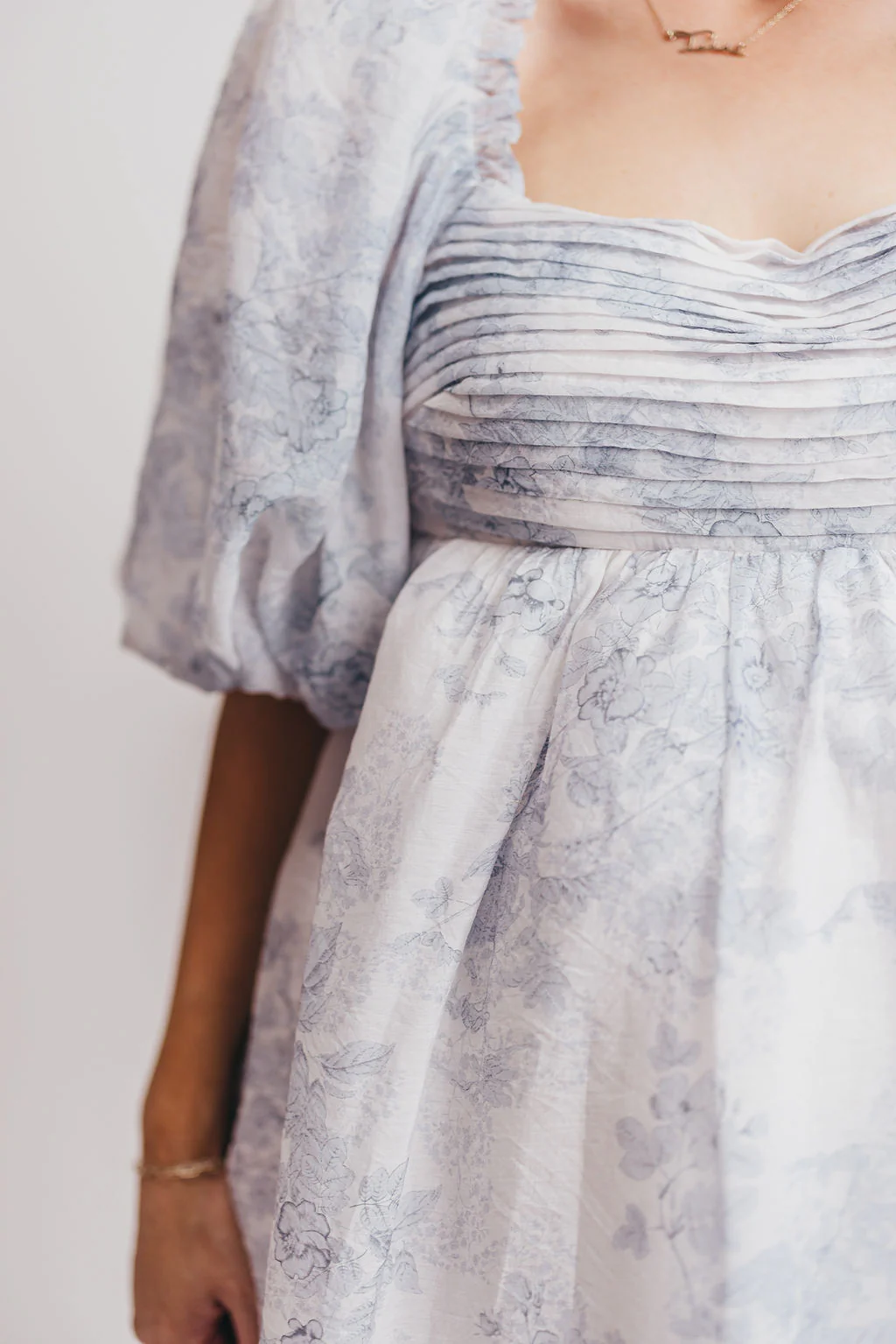 Melody Maxi Dress with Pleats and Bow Detail in Blue Floral - Bump Friendly & Inclusive Sizing (S-3XL) - Image 16