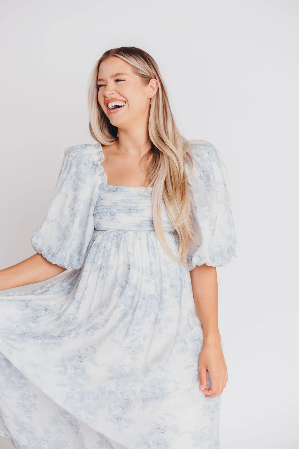 Melody Maxi Dress with Pleats and Bow Detail in Blue Floral - Bump Friendly & Inclusive Sizing (S-3XL) - Image 26