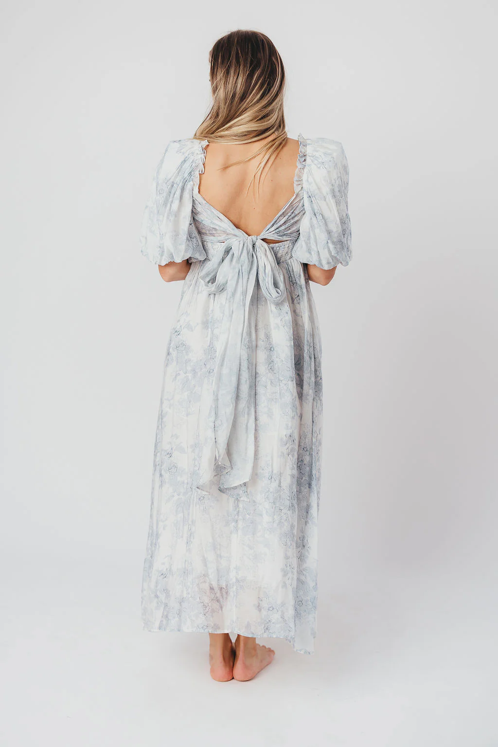 Melody Maxi Dress with Pleats and Bow Detail in Blue Floral - Bump Friendly & Inclusive Sizing (S-3XL) - Image 33