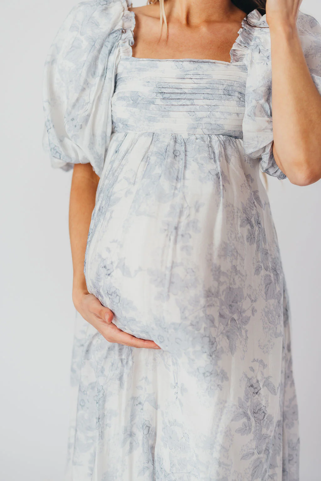 Melody Maxi Dress with Pleats and Bow Detail in Blue Floral - Bump Friendly & Inclusive Sizing (S-3XL) - Image 35