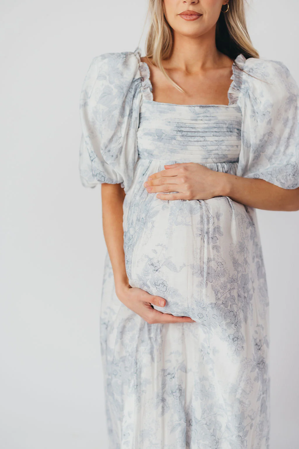Melody Maxi Dress with Pleats and Bow Detail in Blue Floral - Bump Friendly & Inclusive Sizing (S-3XL) - Image 36