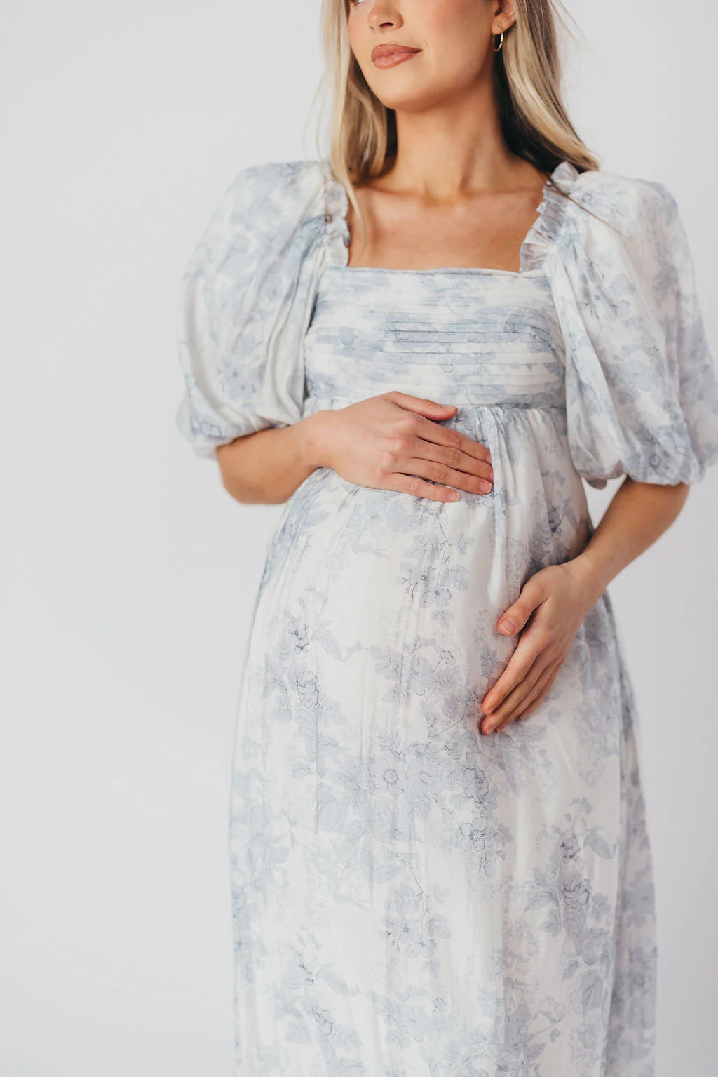 Melody Maxi Dress with Pleats and Bow Detail in Blue Floral - Bump Friendly & Inclusive Sizing (S-3XL) - Image 37