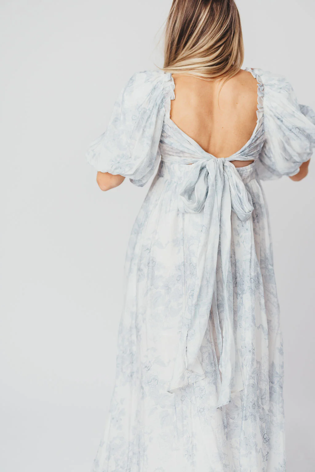 Melody Maxi Dress with Pleats and Bow Detail in Blue Floral - Bump Friendly & Inclusive Sizing (S-3XL) - Image 38