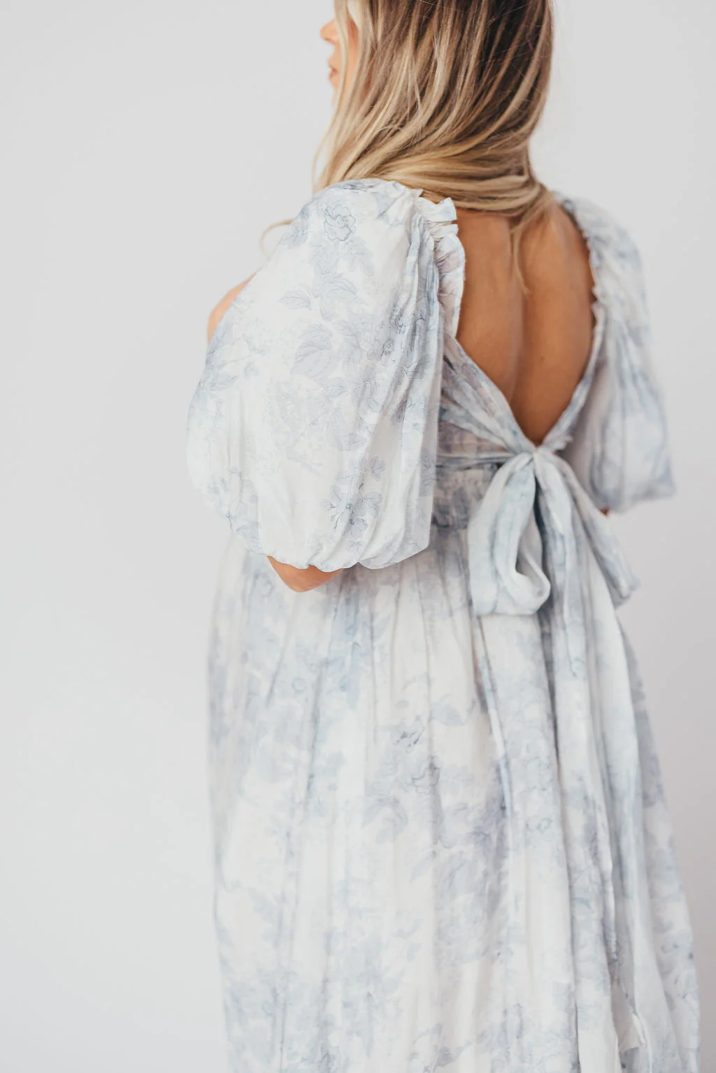 Melody Maxi Dress with Pleats and Bow Detail in Blue Floral - Bump Friendly & Inclusive Sizing (S-3XL) - Image 42