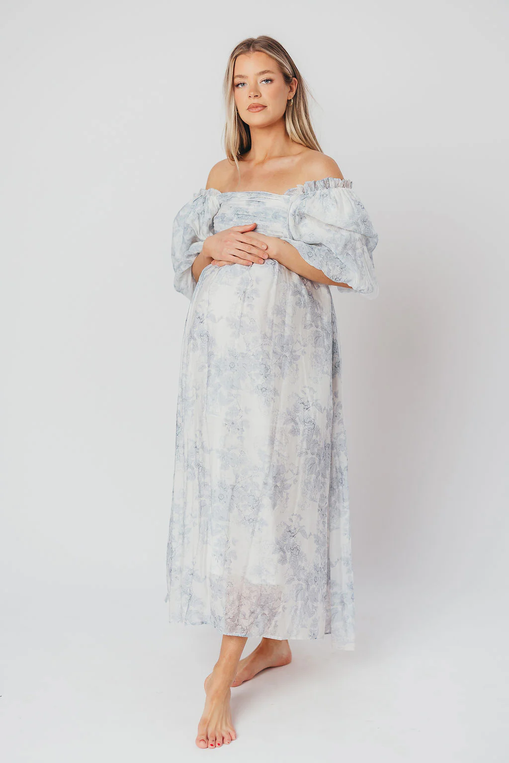 Melody Maxi Dress with Pleats and Bow Detail in Blue Floral - Bump Friendly & Inclusive Sizing (S-3XL) - Image 43