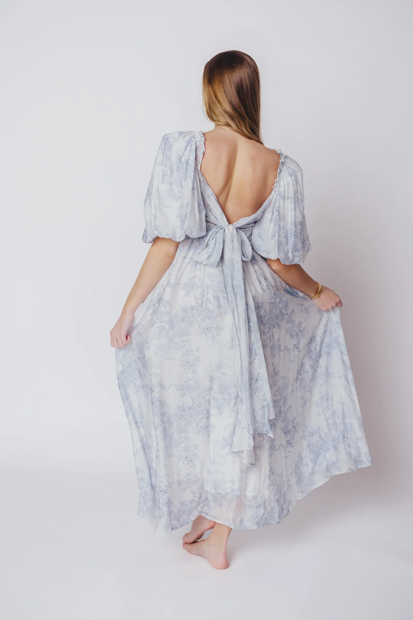 Melody Maxi Dress with Pleats and Bow Detail in Blue Floral - Bump Friendly & Inclusive Sizing (S-3XL) - Image 50