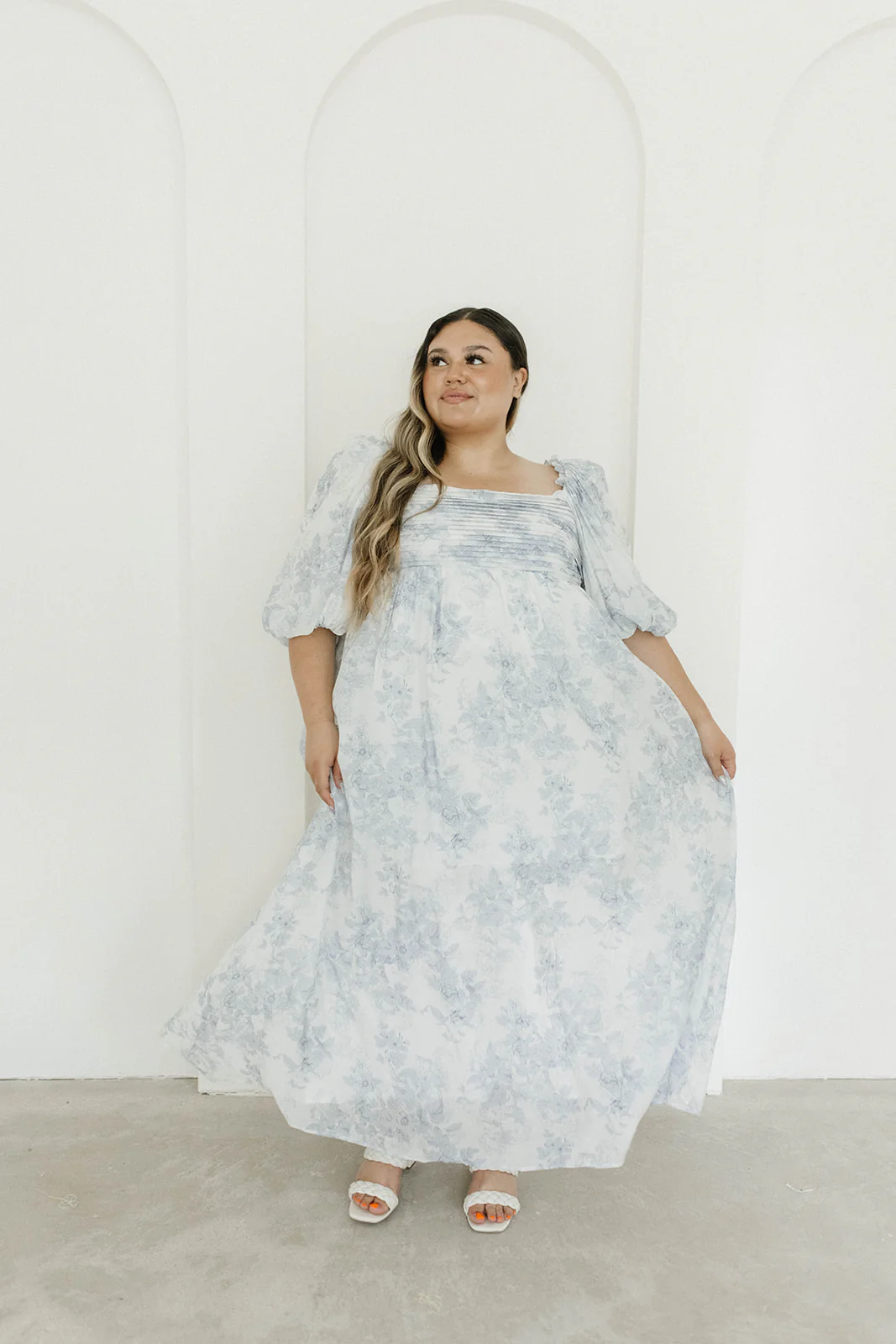 Melody Maxi Dress with Pleats and Bow Detail in Blue Floral - Bump Friendly & Inclusive Sizing (S-3XL) - Image 55