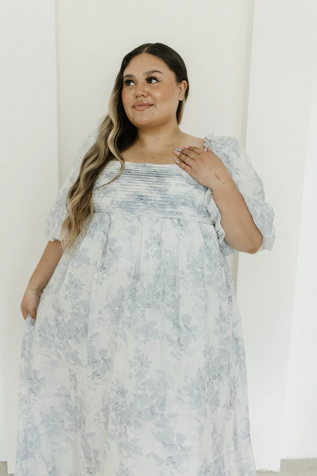 Melody Maxi Dress with Pleats and Bow Detail in Blue Floral - Bump Friendly & Inclusive Sizing (S-3XL) - Image 57