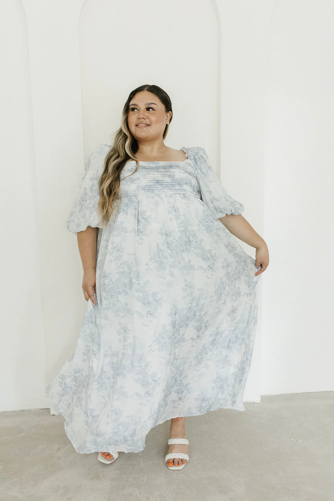 Melody Maxi Dress with Pleats and Bow Detail in Blue Floral - Bump Friendly & Inclusive Sizing (S-3XL) - Image 58