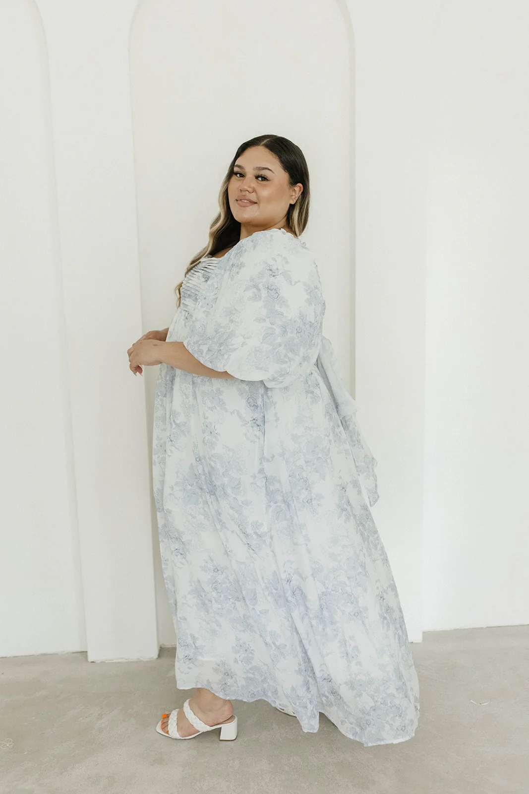 Melody Maxi Dress with Pleats and Bow Detail in Blue Floral - Bump Friendly & Inclusive Sizing (S-3XL) - Image 59
