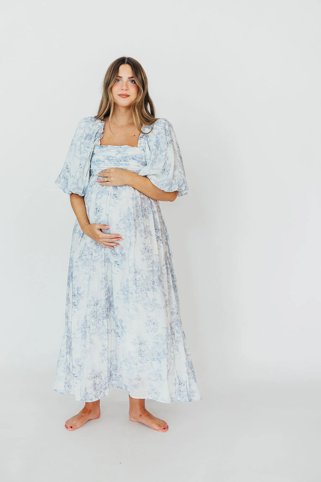 Melody Maxi Dress with Pleats and Bow Detail in Blue Floral - Bump Friendly & Inclusive Sizing (S-3XL) - Image 64
