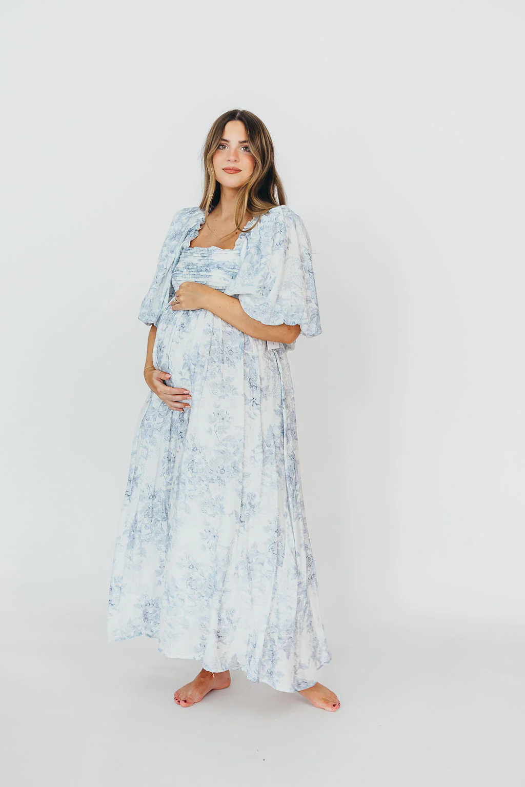Melody Maxi Dress with Pleats and Bow Detail in Blue Floral - Bump Friendly & Inclusive Sizing (S-3XL) - Image 65