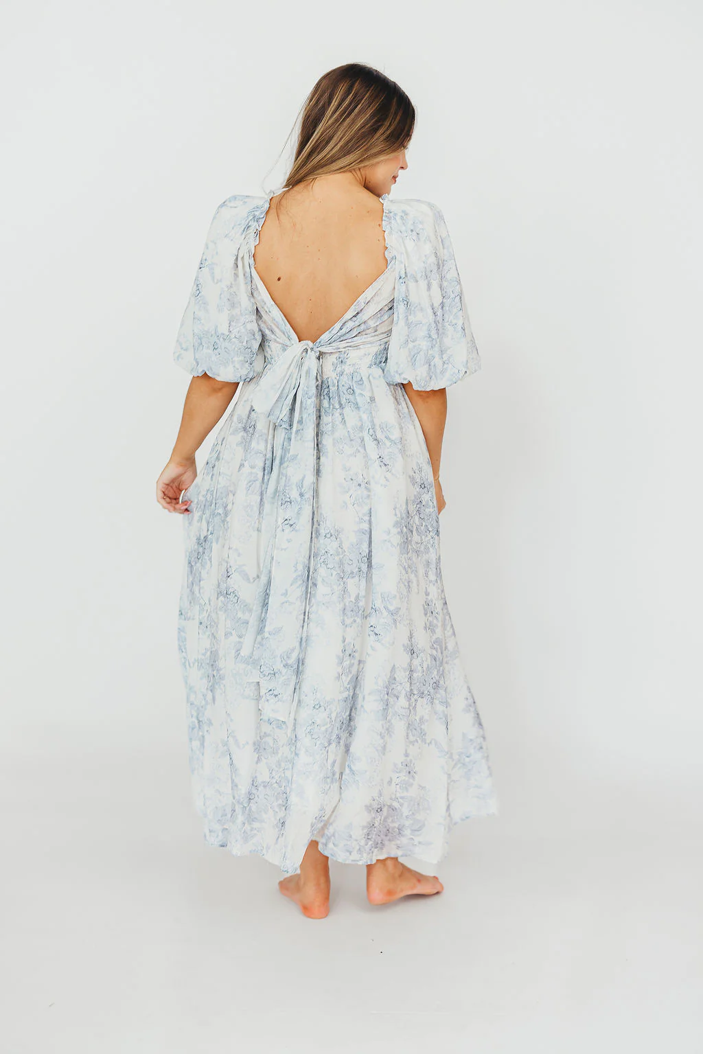 Melody Maxi Dress with Pleats and Bow Detail in Blue Floral - Bump Friendly & Inclusive Sizing (S-3XL) - Image 69