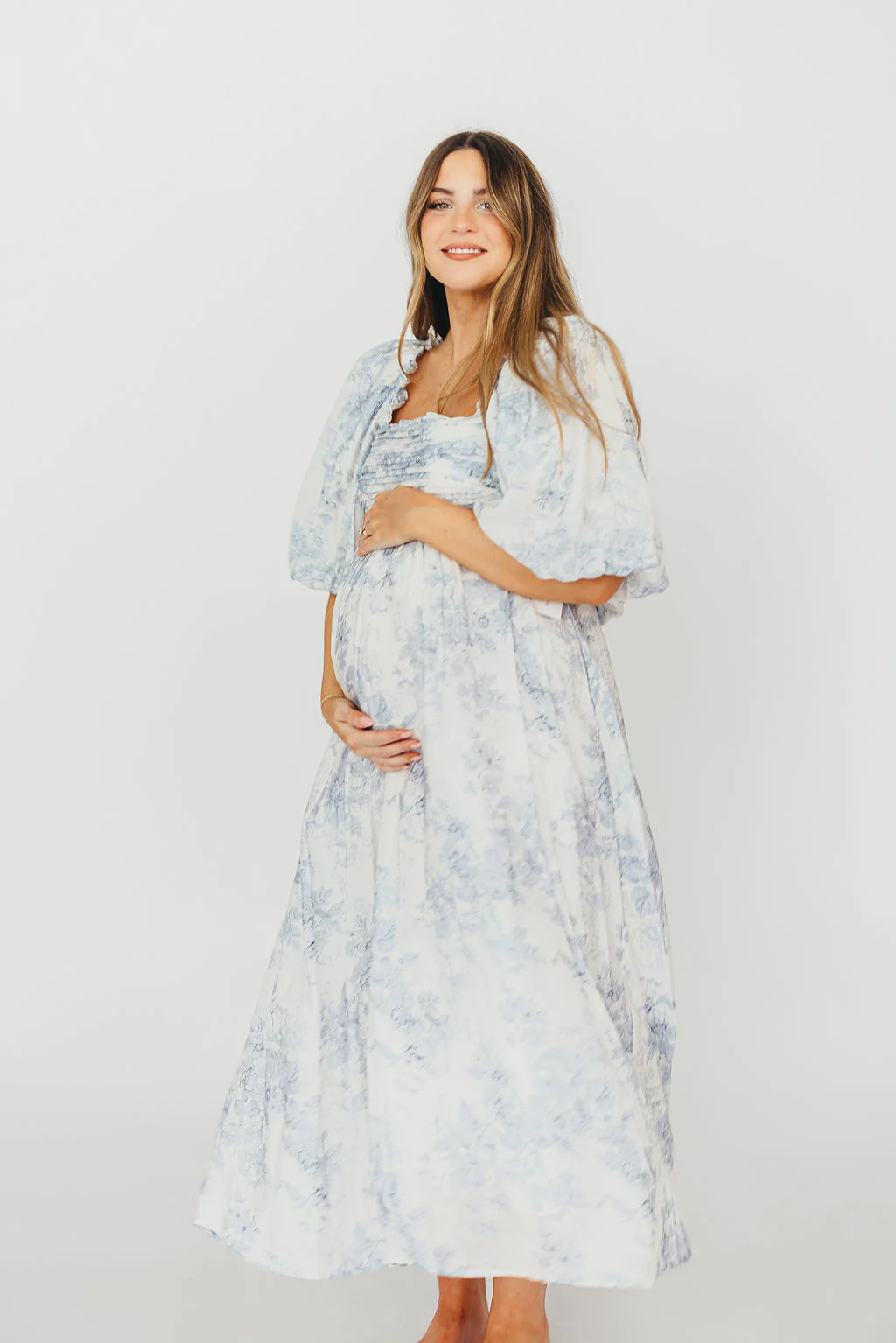 Melody Maxi Dress with Pleats and Bow Detail in Blue Floral - Bump Friendly & Inclusive Sizing (S-3XL) - Image 70