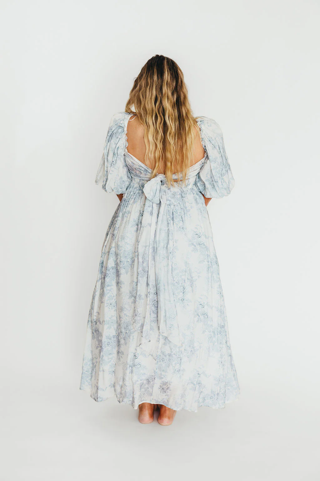 Melody Maxi Dress with Pleats and Bow Detail in Blue Floral - Bump Friendly & Inclusive Sizing (S-3XL) - Image 75