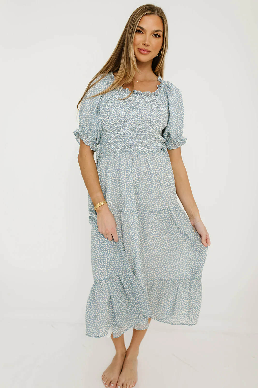 Sherelle Midi Dress in Cloud - Bump Friendly