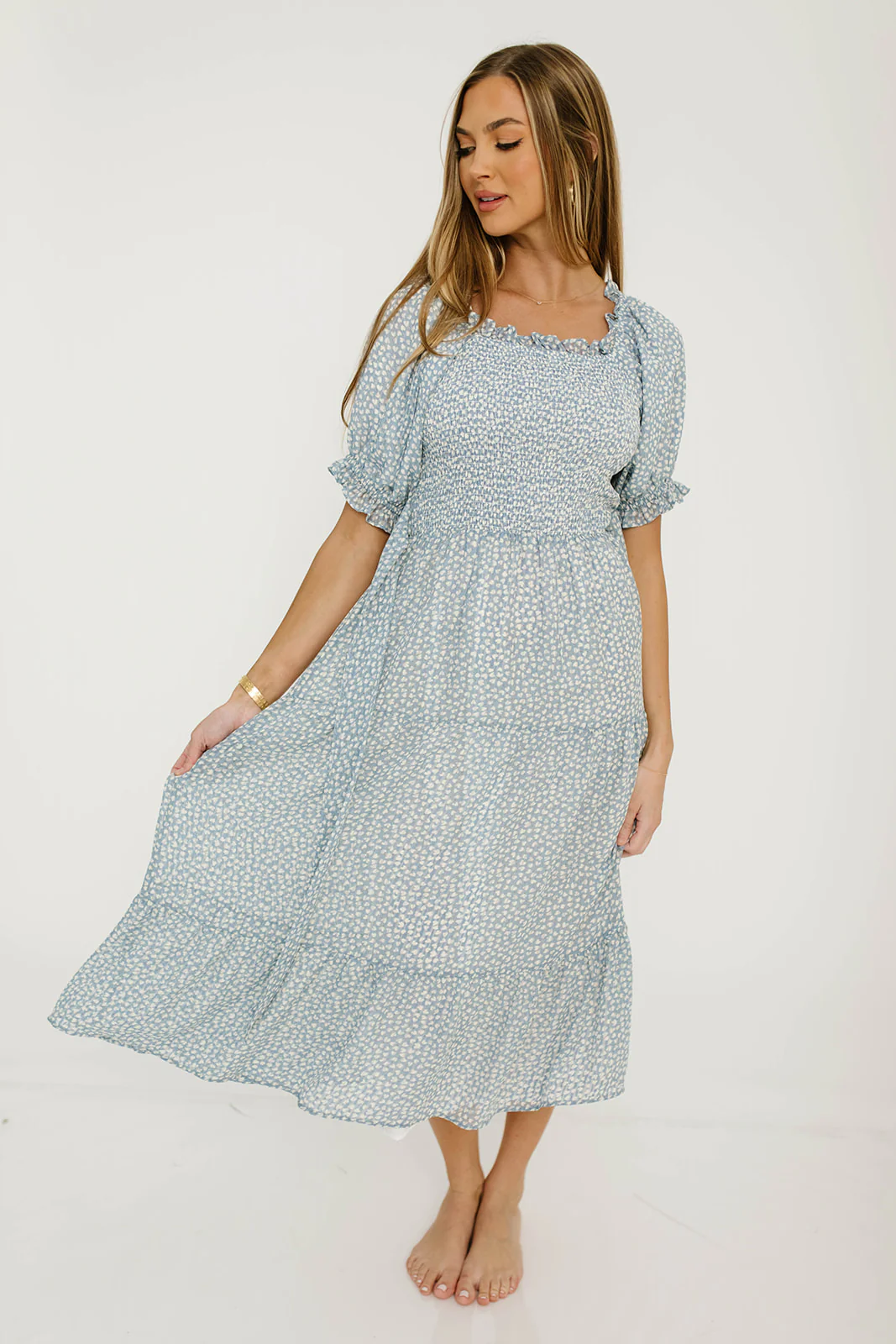 Sherelle Midi Dress in Cloud - Bump Friendly - Image 2