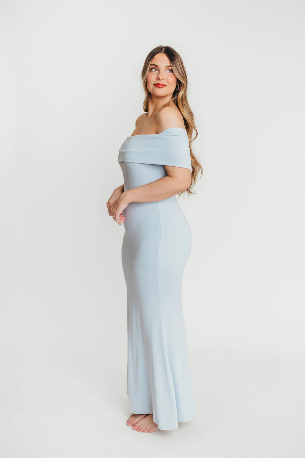 Monroe Maxi Dress in Blue - Bump Friendly - Image 5