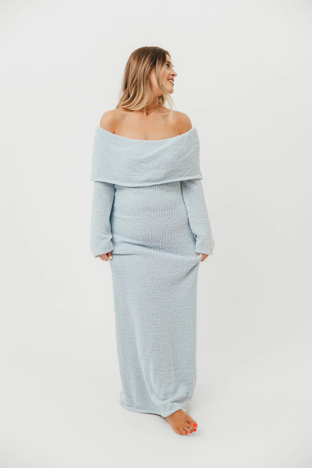 Nora Knit Maxi Dress in Dusty Blue - Bump Friendly - Image 13