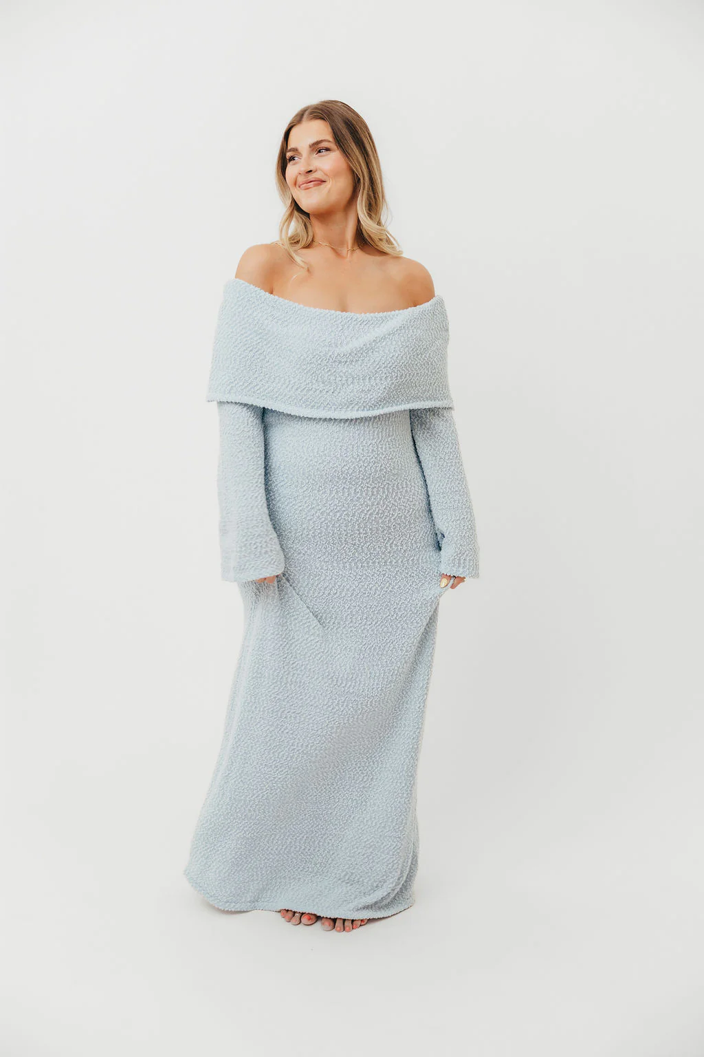 Nora Knit Maxi Dress in Dusty Blue - Bump Friendly - Image 14