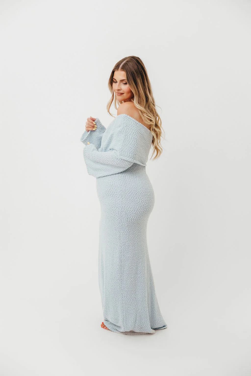 Nora Knit Maxi Dress in Dusty Blue - Bump Friendly - Image 15