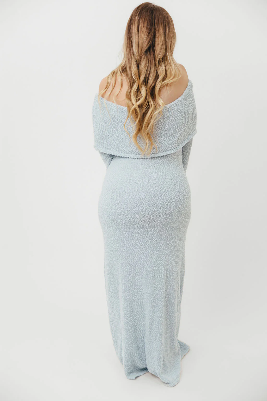 Nora Knit Maxi Dress in Dusty Blue - Bump Friendly - Image 18