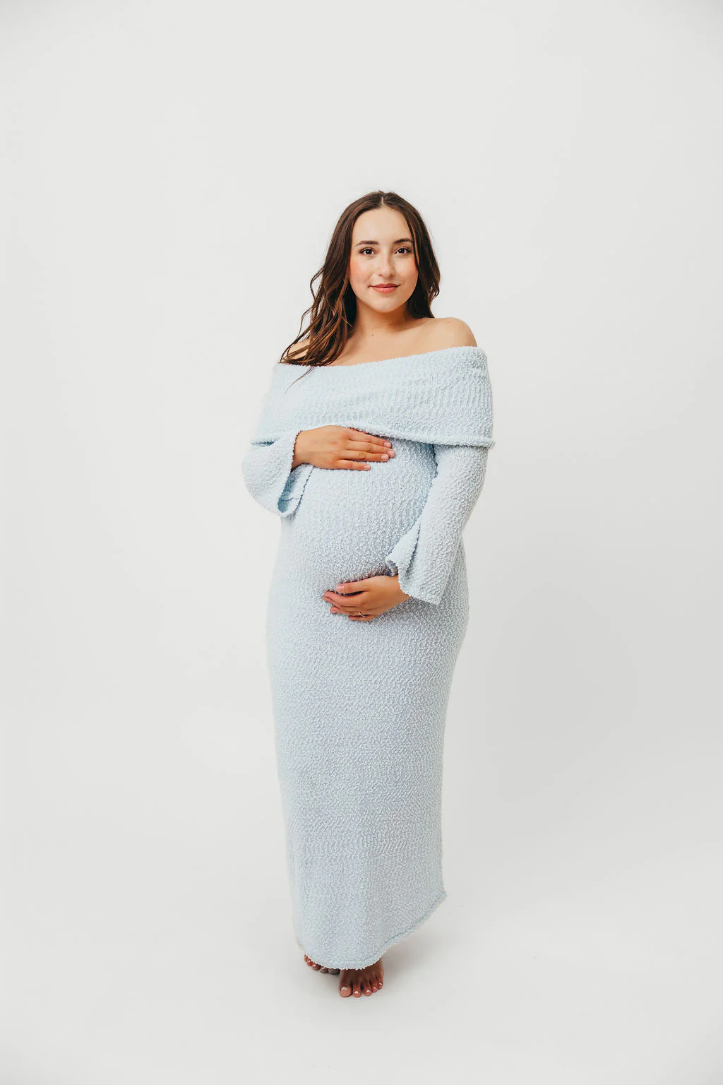 Nora Knit Maxi Dress in Dusty Blue - Bump Friendly - Image 19