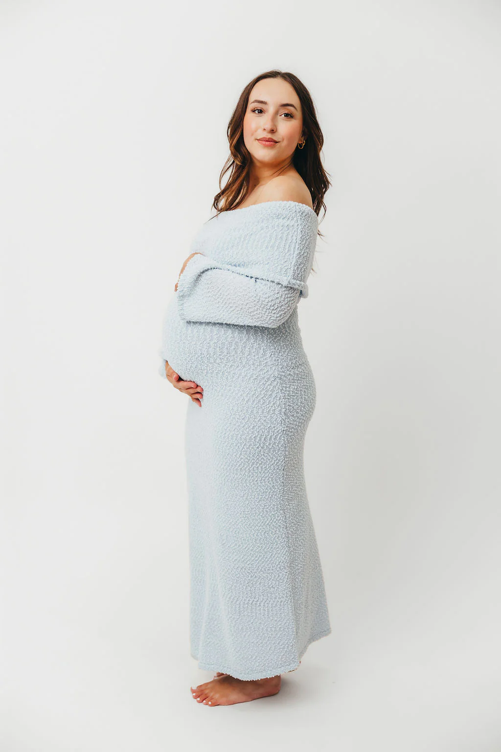 Nora Knit Maxi Dress in Dusty Blue - Bump Friendly - Image 20