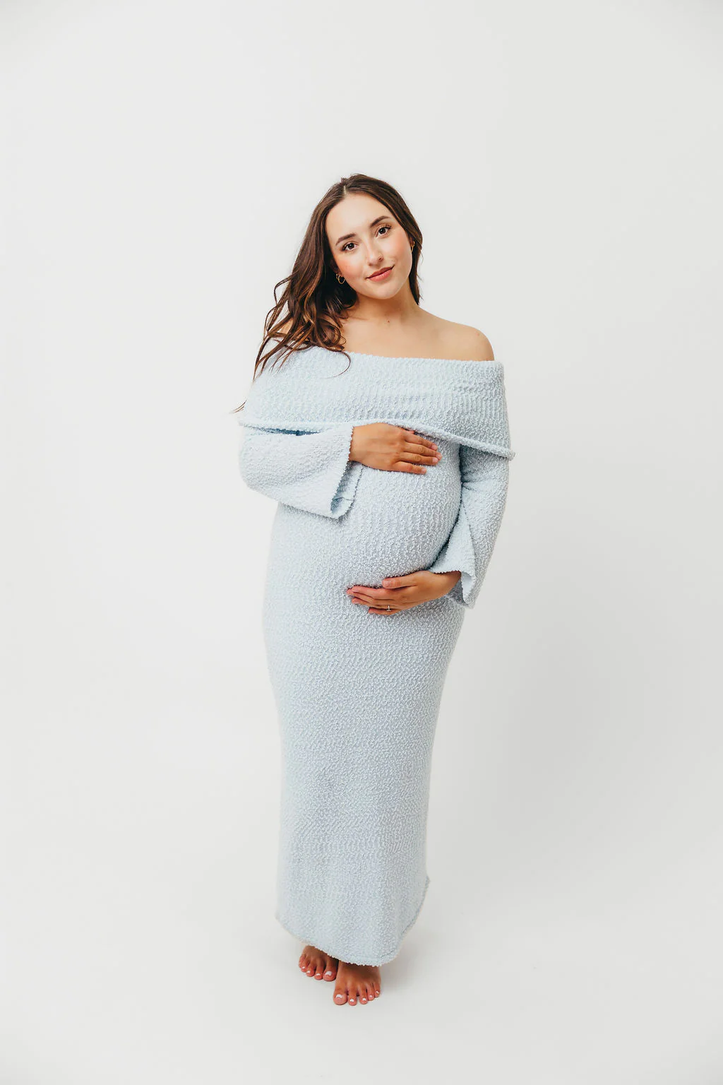 Nora Knit Maxi Dress in Dusty Blue - Bump Friendly - Image 3