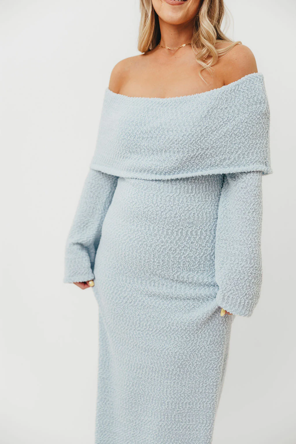 Nora Knit Maxi Dress in Dusty Blue - Bump Friendly - Image 6