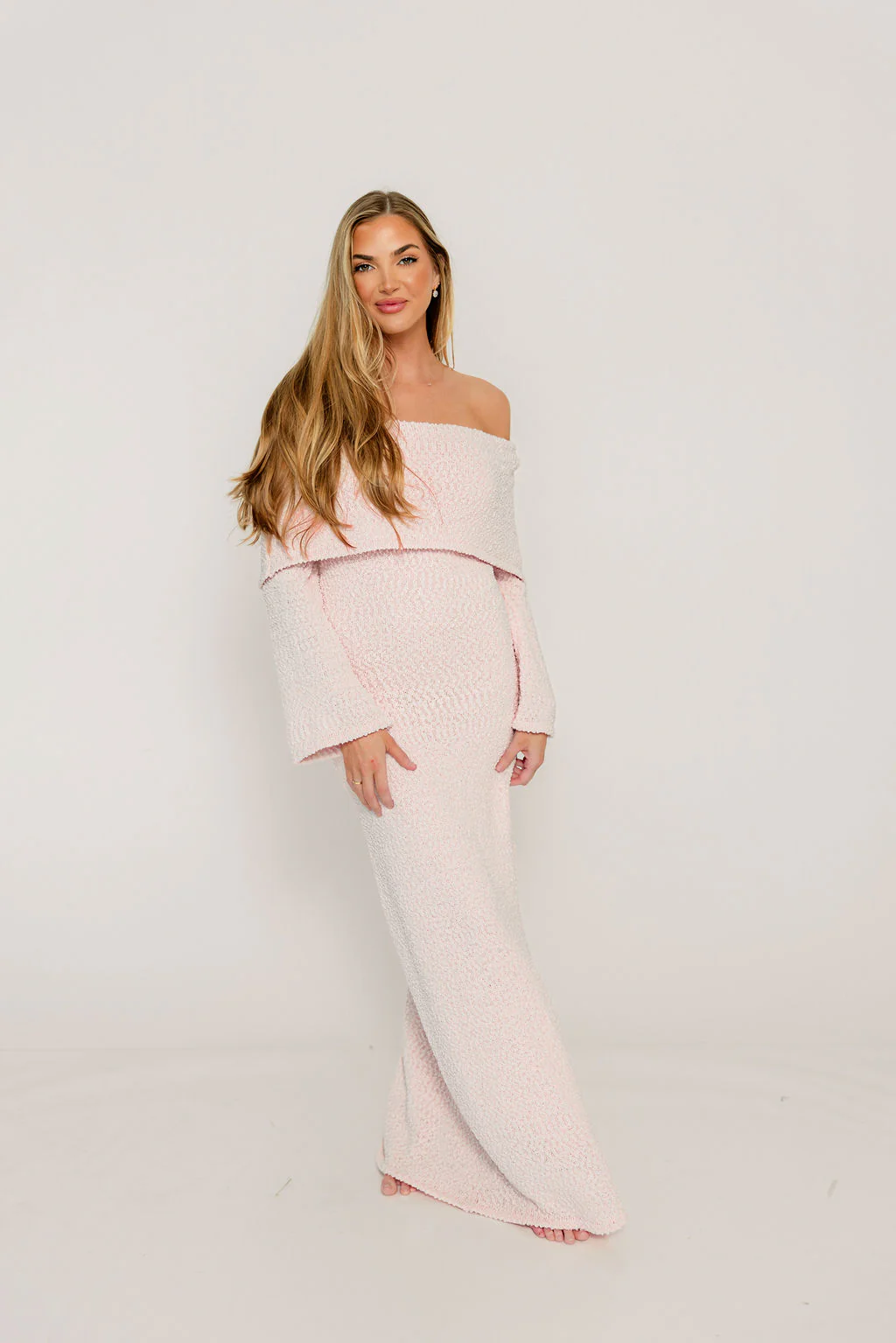 Nora Knit Maxi Dress in Dusty Pink - Bump Friendly - Image 25
