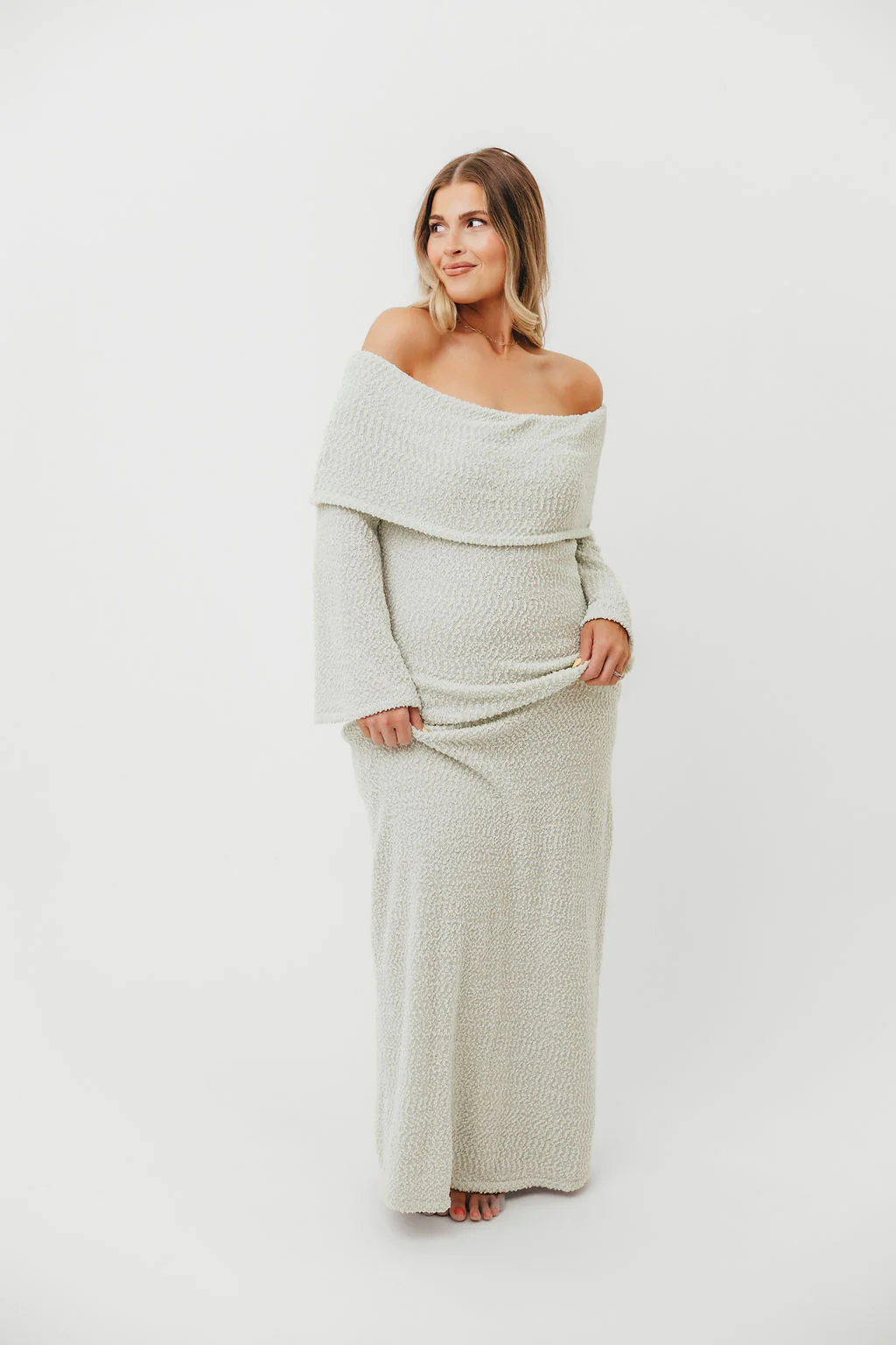 Nora Knit Maxi Dress in Seafoam - Bump Friendly - Image 8
