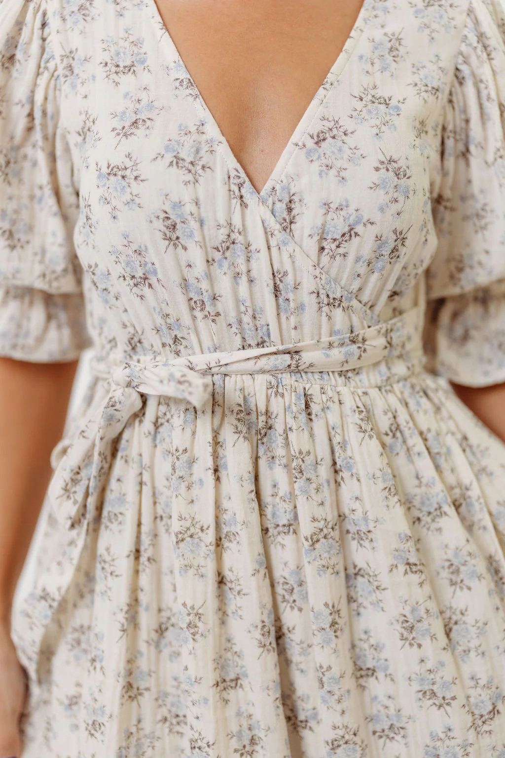 The Ari 100% Cotton Maxi Dress in Blue/Brown - Maternity and Nursing Friendly - Image 4