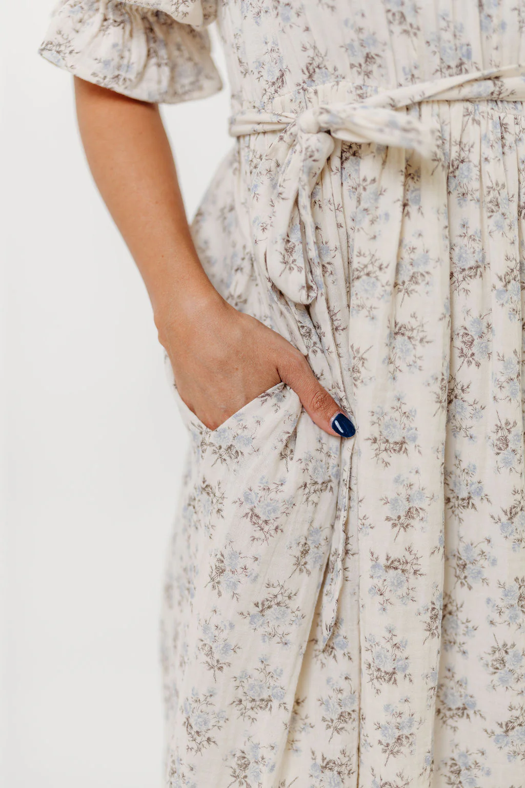The Ari 100% Cotton Maxi Dress in Blue/Brown - Maternity and Nursing Friendly - Image 9