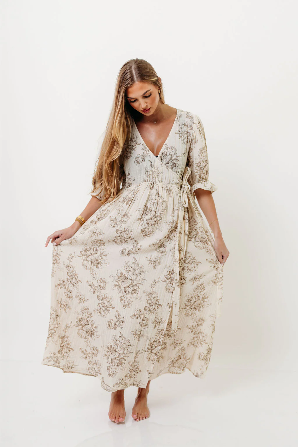 The Ari 100% Cotton Maxi Dress in Brown - Maternity and Nursing Friendly - Image 2