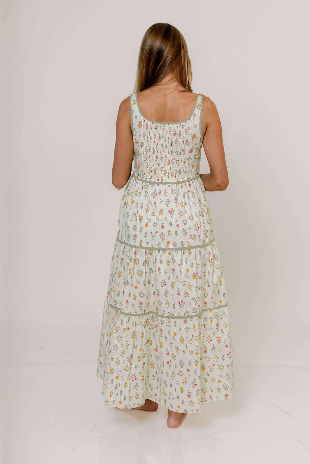 Ivy 100% Cotton Floral Lace-Up Maxi Dress in Poppy - Image 7