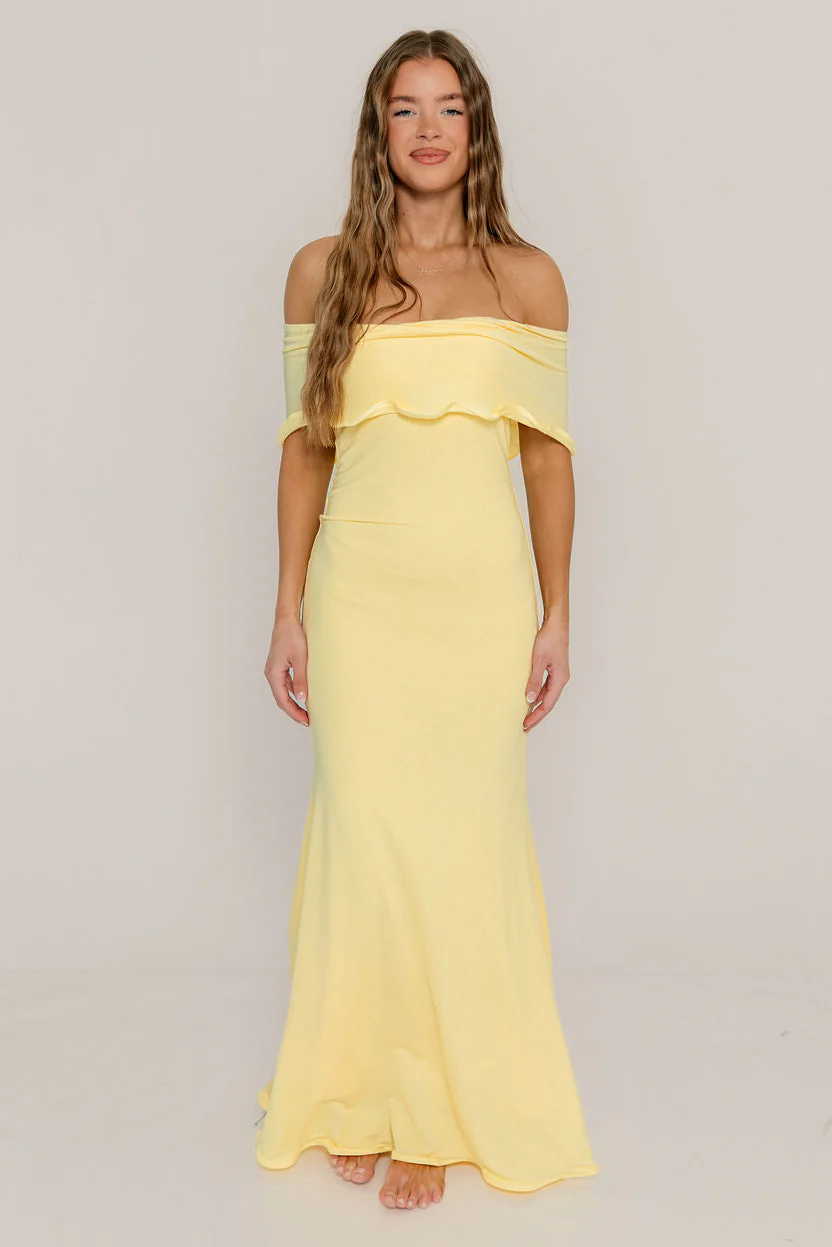 Tommie Maxi Dress in Butter Yellow - Bump Friendly (Size Up for Bump) - Image 3