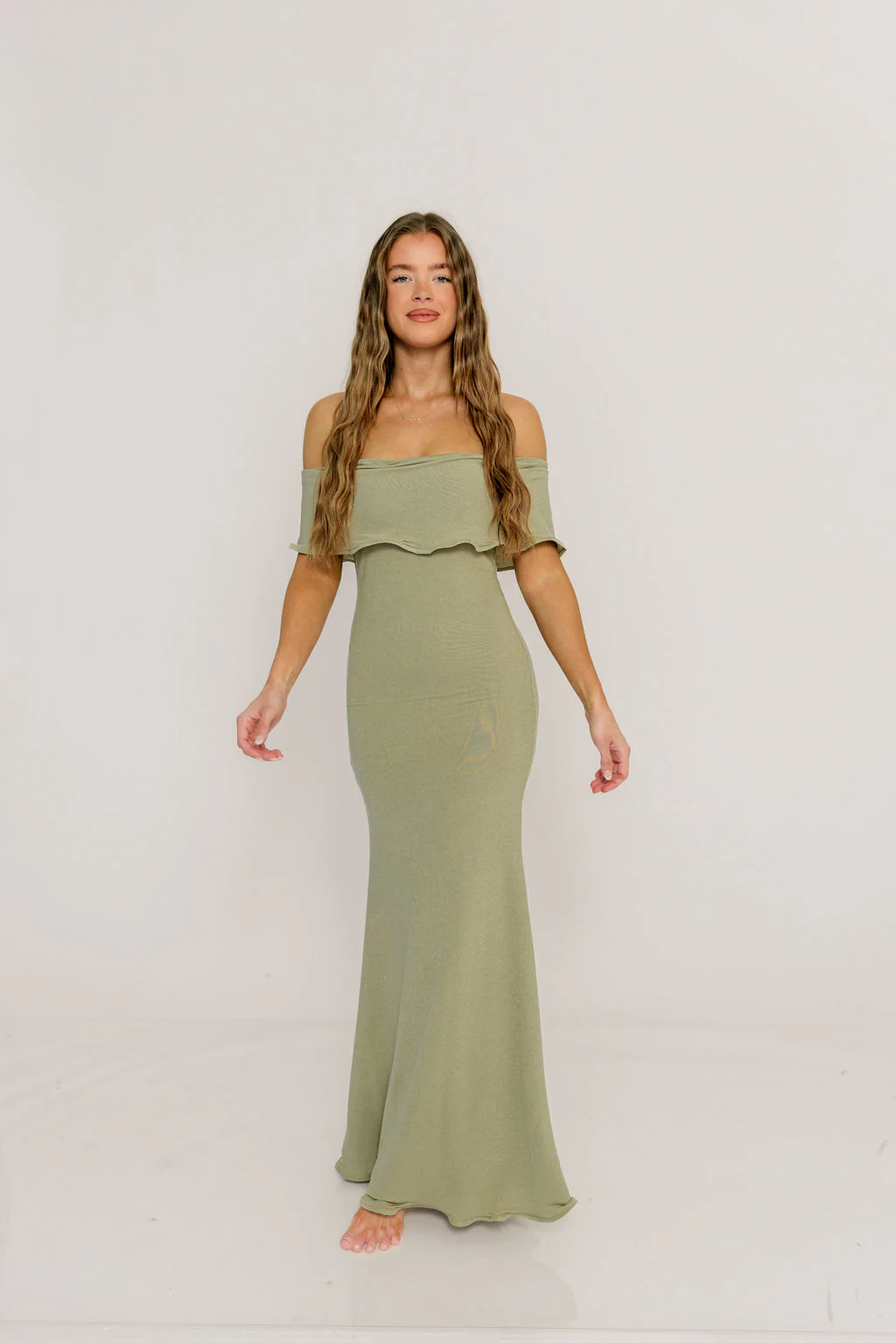 Tommie Maxi Dress in Dusty Olive - Bump Friendly (Size Up for Bump) - Image 3